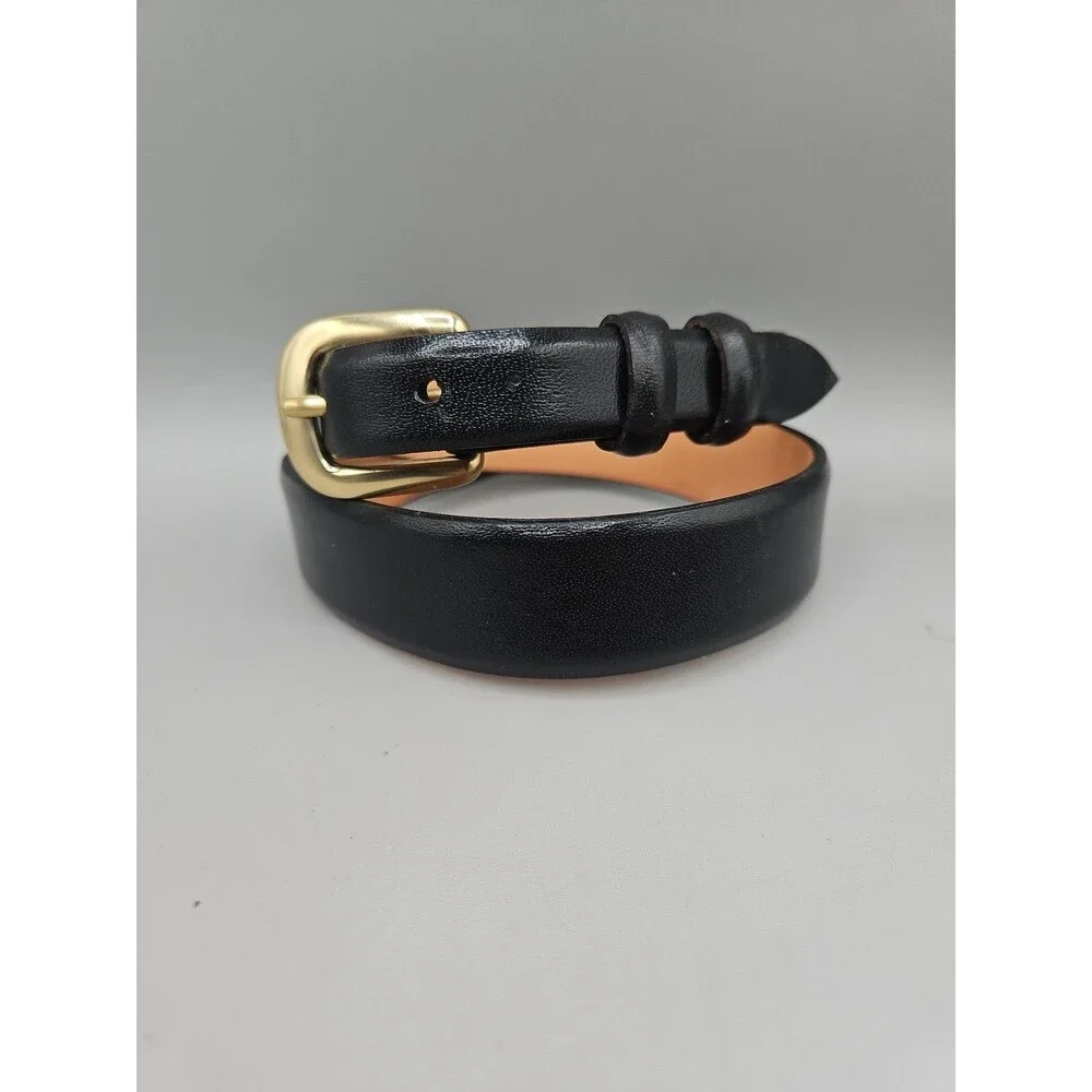 Men's Black Asian Buffalo Crescent Leather Belt Handcrafted In USA 28